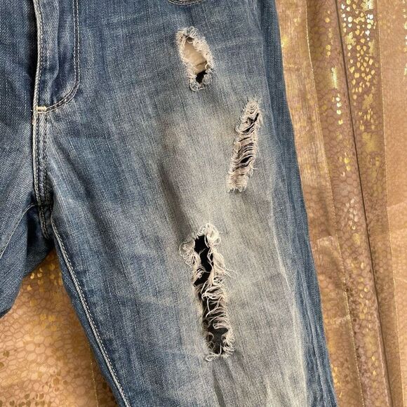 PAIGE Jimmy Jimmy Skinny Riley Destroyed Light Wash Denim Jeans, 28"/6/M - Picture 6 of 9